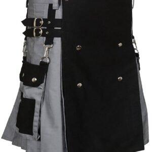 Black and Grey Cargo Utility Kilt